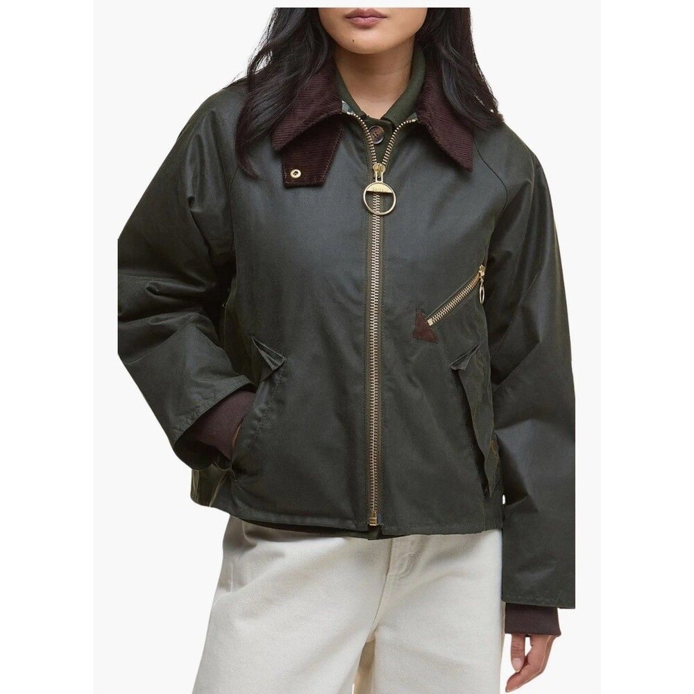 Barbour Women's Olive Arlene Transport Waxed Jacket Size 10 US